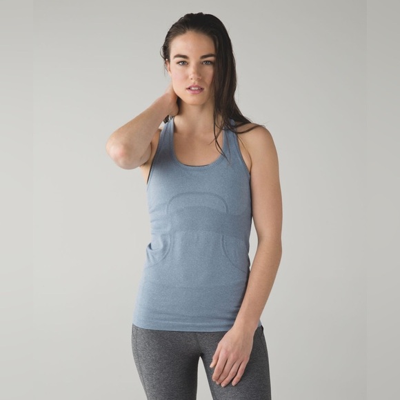 Lululemon Swiftly Tech Racerback Tank Top Heathered Blue Denim Size 4 - Picture 1 of 9